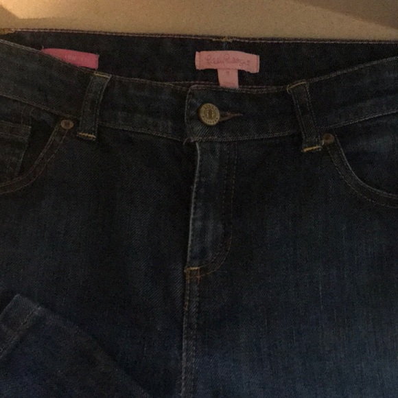 Lilly Pulitzer sz 8 LP logo cropped jeans - Picture 2 of 7